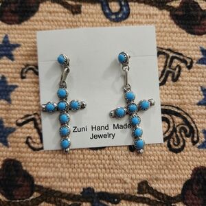 Zuni Turquoise Cross Earring